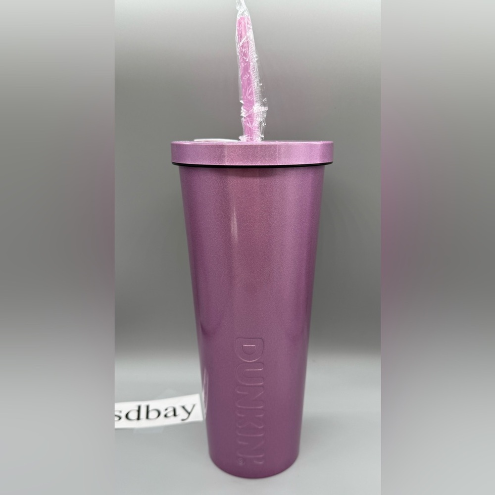 Dunkin' 24oz Stainless Sipper Tumbler with Straw Iridescent PINK - NWT - Picture 2 of 4